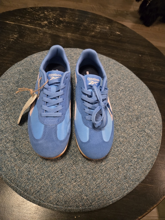 Reebok Shoes - Reebok Fiori Retro Blue and Pink Low-Profile Suede & Nylon Sneakers